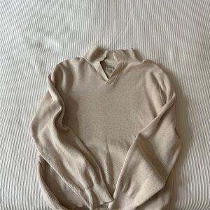 J. Crew Beige Textured V-Neck Sweater
